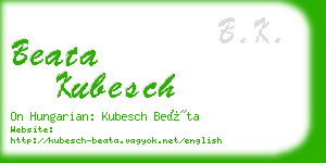 beata kubesch business card